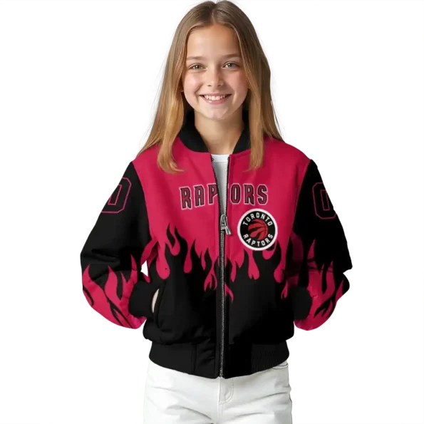 customized toronto raptors flame border red black bomber jacket top rated