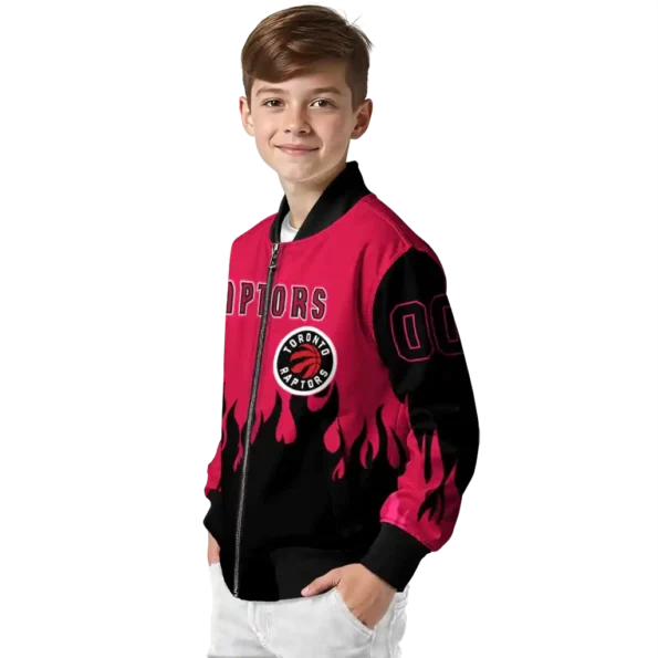 customized toronto raptors flame border red black bomber jacket trendy