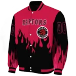 customized toronto raptors flame border red black varsity jacket best selling.webp