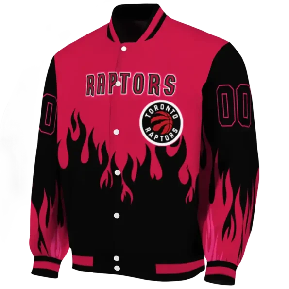 customized toronto raptors flame border red black varsity jacket best selling.webp