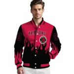 customized toronto raptors flame border red black varsity jacket best selling.webp