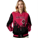 customized toronto raptors flame border red black varsity jacket best selling.webp