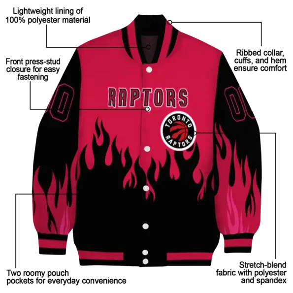 customized toronto raptors flame border red black varsity jacket new arrival.webp