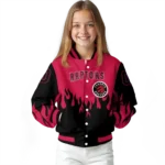 customized toronto raptors flame border red black varsity jacket best selling.webp