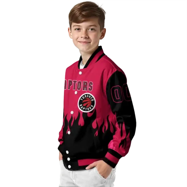 customized toronto raptors flame border red black varsity jacket trendy.webp