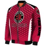 customized toronto raptors hexagon grid red bomber jacket best selling