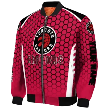 customized toronto raptors hexagon grid red bomber jacket best selling