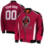 customized toronto raptors hexagon grid red bomber jacket best selling
