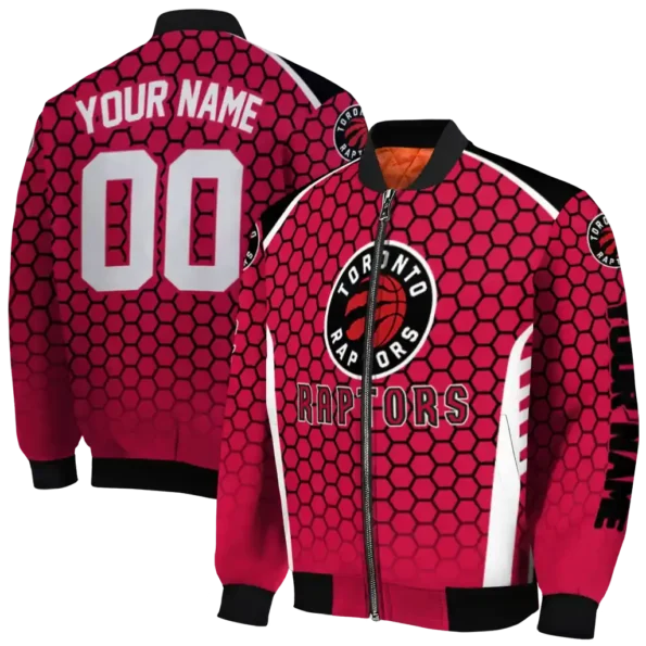 customized toronto raptors hexagon grid red bomber jacket fashion forward