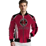 customized toronto raptors hexagon grid red bomber jacket best selling