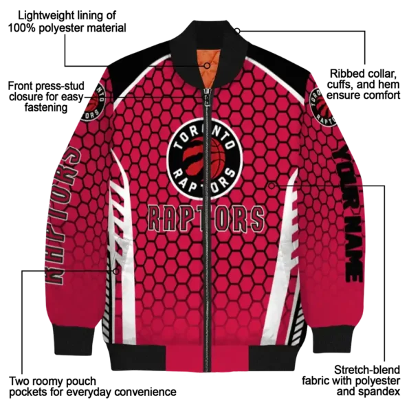 customized toronto raptors hexagon grid red bomber jacket new arrival