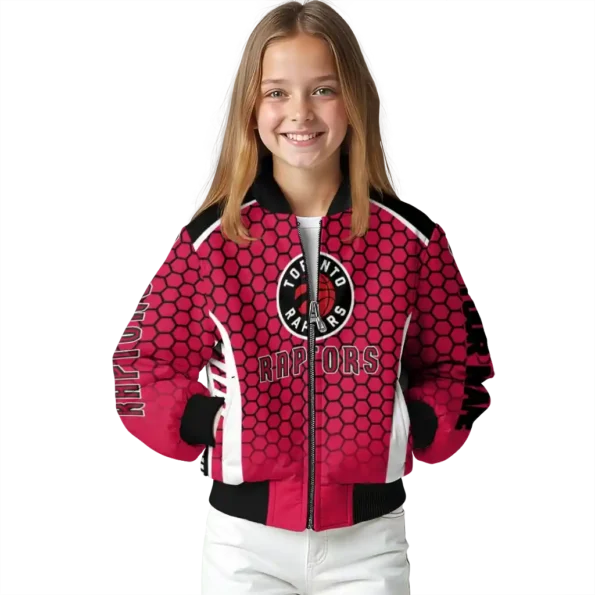 customized toronto raptors hexagon grid red bomber jacket top rated