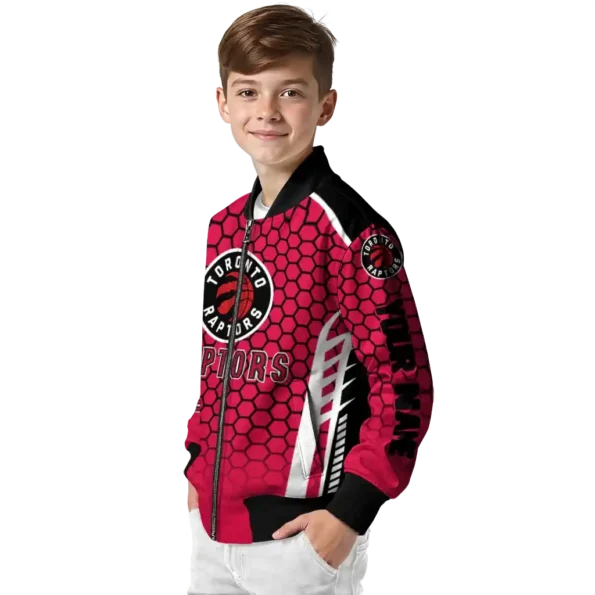 customized toronto raptors hexagon grid red bomber jacket trendy