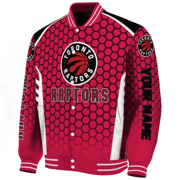 customized toronto raptors hexagon grid red varsity jacket best selling.webp