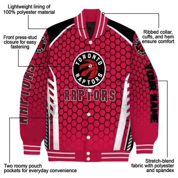 customized toronto raptors hexagon grid red varsity jacket new arrival.webp