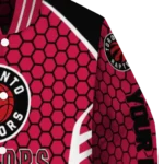 customized toronto raptors hexagon grid red varsity jacket best selling.webp