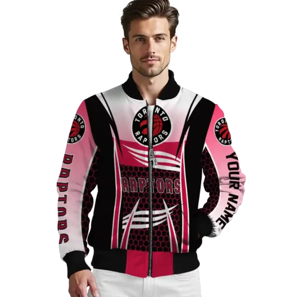 customized toronto raptors mesh effect red black bomber jacket high quality