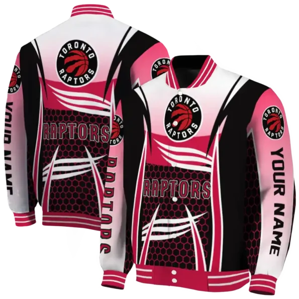 customized toronto raptors mesh effect red black varsity jacket fashion forward.webp