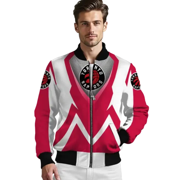 customized toronto raptors v stripes red white bomber jacket high quality