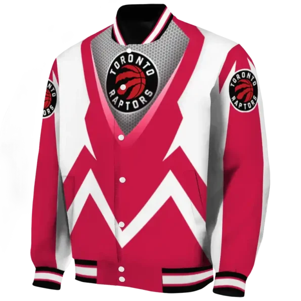 customized toronto raptors v stripes red white varsity jacket best selling.webp