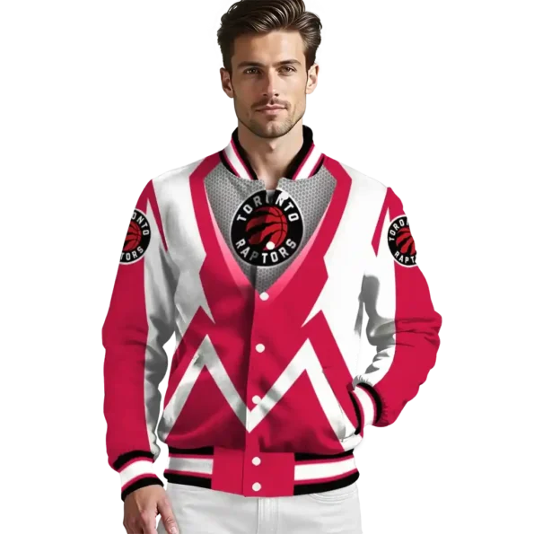 customized toronto raptors v stripes red white varsity jacket high quality.webp