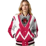 customized toronto raptors v stripes red white varsity jacket best selling.webp