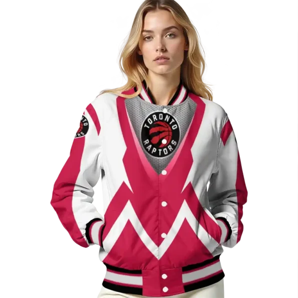 customized toronto raptors v stripes red white varsity jacket latest model.webp