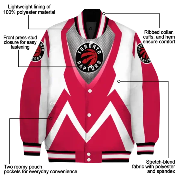 customized toronto raptors v stripes red white varsity jacket new arrival.webp