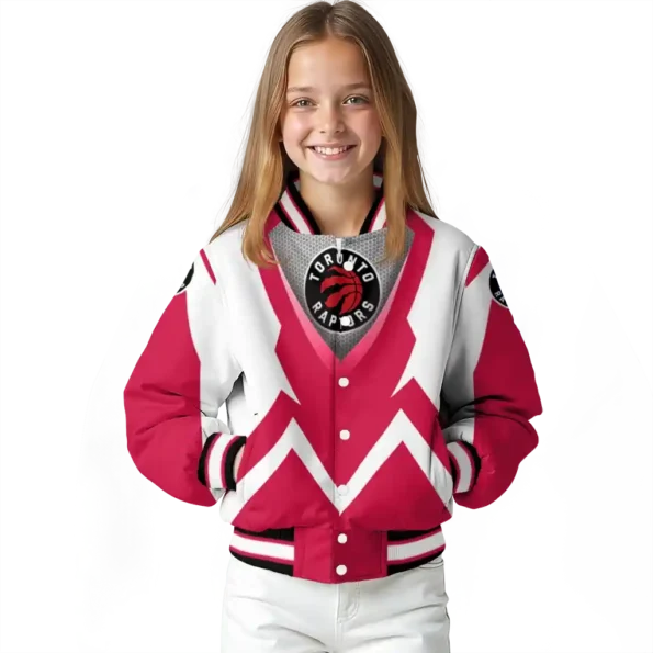 customized toronto raptors v stripes red white varsity jacket top rated.webp
