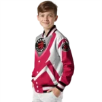 customized toronto raptors v stripes red white varsity jacket best selling.webp