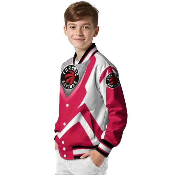 customized toronto raptors v stripes red white varsity jacket trendy.webp