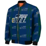 customized utah jazz bolt stripe navy bomber jacket best selling