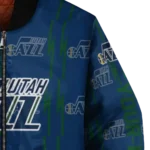 customized utah jazz bolt stripe navy bomber jacket best selling