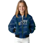 customized utah jazz bolt stripe navy bomber jacket best selling