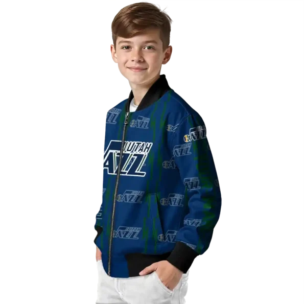 customized utah jazz bolt stripe navy bomber jacket trendy