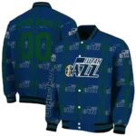 customized utah jazz bolt stripe navy varsity jacket best selling.webp