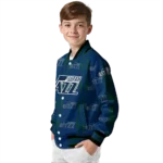 customized utah jazz bolt stripe navy varsity jacket best selling.webp