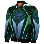 customized utah jazz mesh chest black bomber jacket best selling