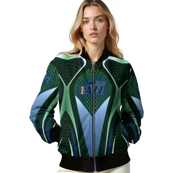 customized utah jazz mesh chest black bomber jacket latest model