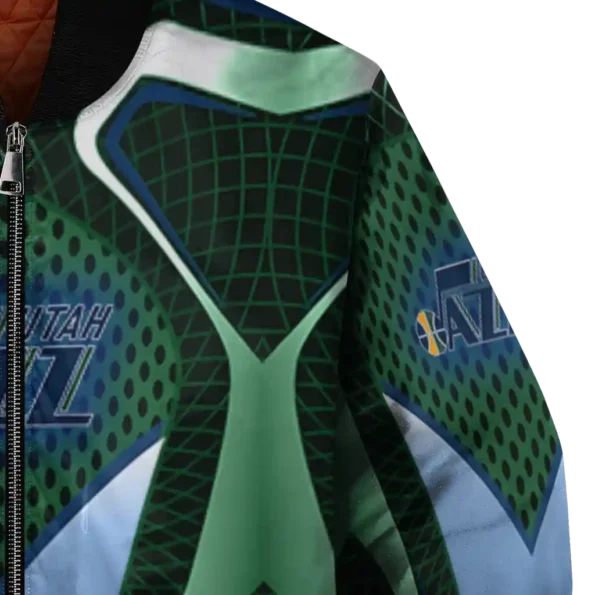customized utah jazz mesh chest black bomber jacket premium grade