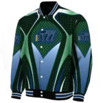 customized utah jazz mesh chest black varsity jacket best selling.webp