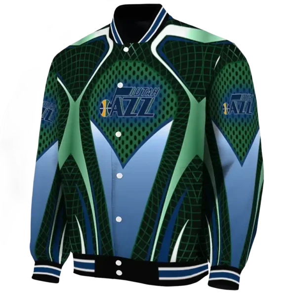 customized utah jazz mesh chest black varsity jacket best selling.webp