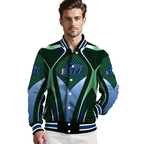 customized utah jazz mesh chest black varsity jacket high quality.webp