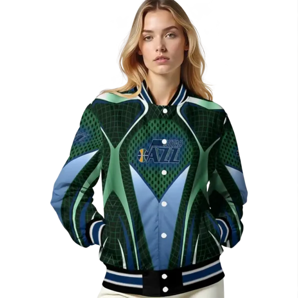 customized utah jazz mesh chest black varsity jacket latest model.webp