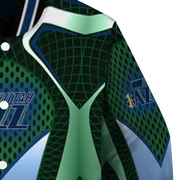customized utah jazz mesh chest black varsity jacket premium grade.webp
