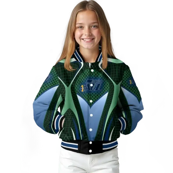 customized utah jazz mesh chest black varsity jacket top rated.webp