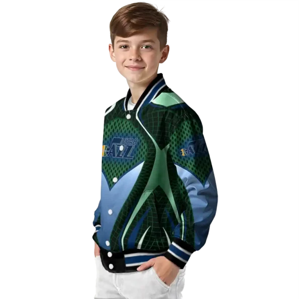 customized utah jazz mesh chest black varsity jacket trendy.webp