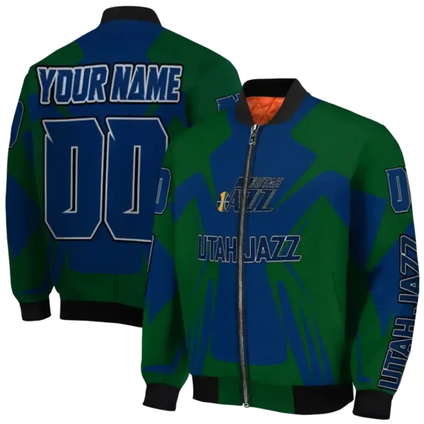 customized utah jazz spider mark navy bomber jacket fashion forward