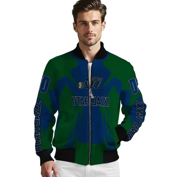customized utah jazz spider mark navy bomber jacket high quality
