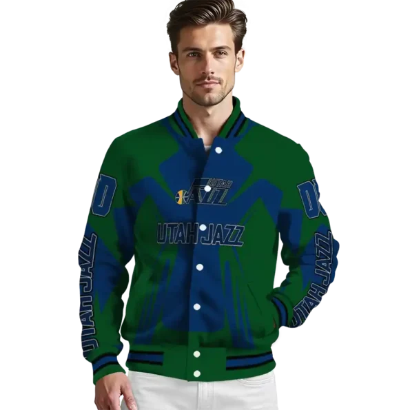 customized utah jazz spider mark navy varsity jacket high quality.webp